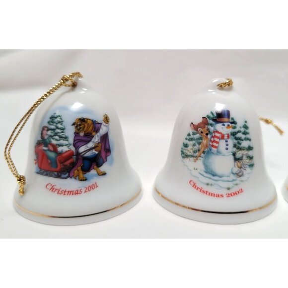 Lot of 6 Disney Characters 2" Ceramic Christmas Bell Ornaments 2001-2006 - Picture 2 of 8